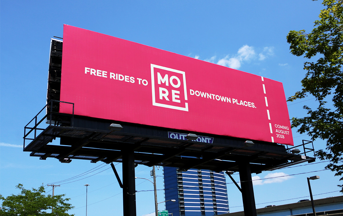 DASH billboard - Free rides to more downtown places